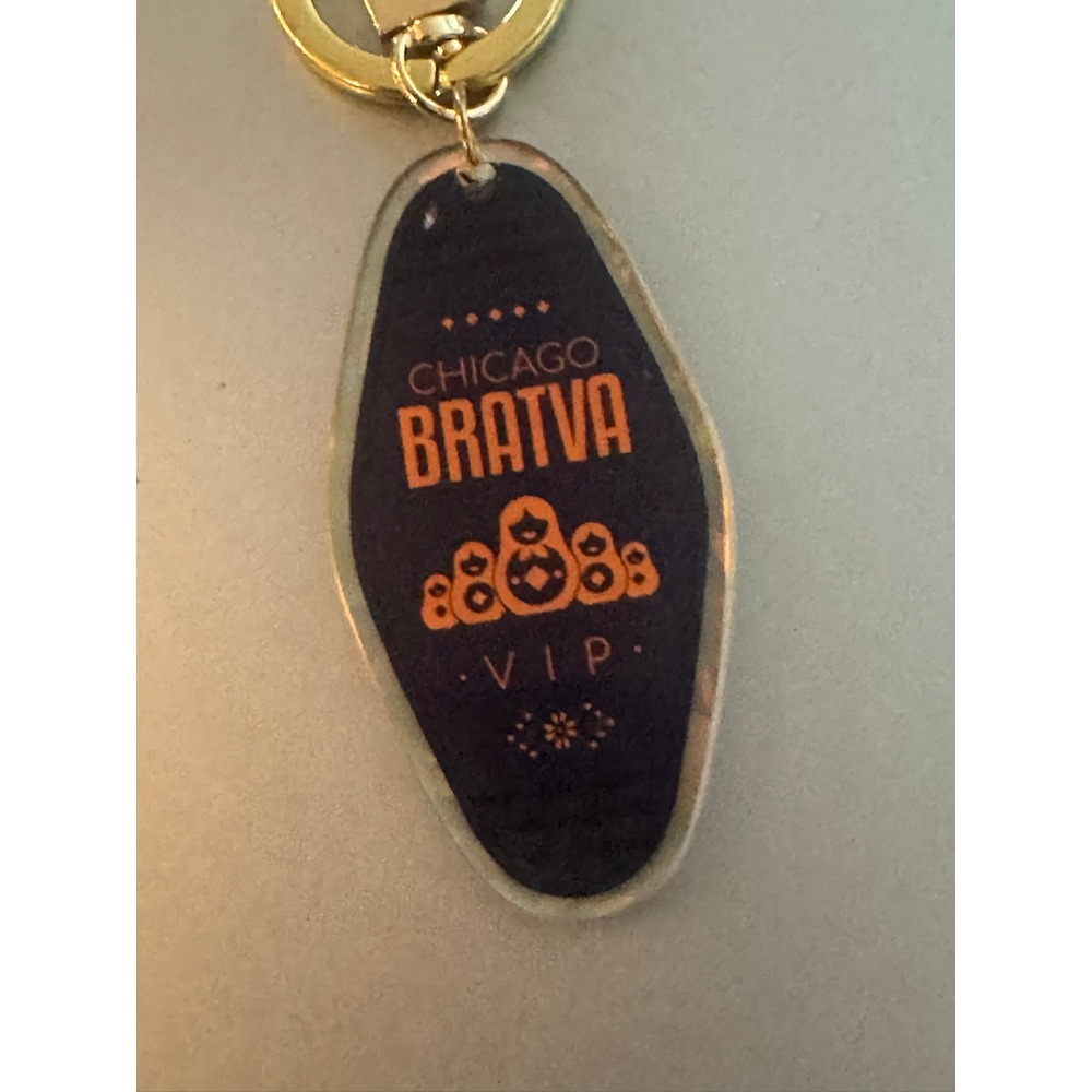 Chicago Bratva VIP Holographic Motel Style Keychain Gold Tone Hardware